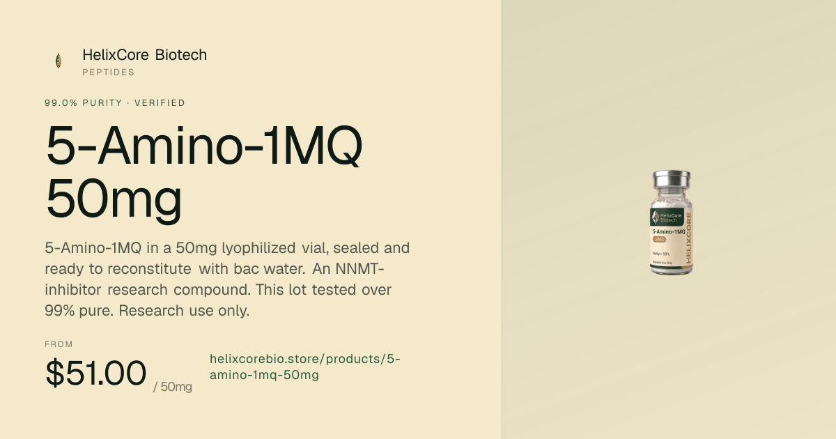 5-amino-1mq subcutaneous dosage biohacking vendors Buy 5-Amino-1MQ 50mg, 99.0% Pure — HelixCore Biotech